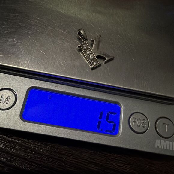 Vintage Sterling Silver Letter K Initial Pendant CZ Stones Hallmark 925 - Picture 11 of 12